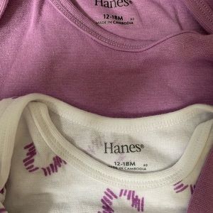 Set of 3 Hanes purple print bodysuits